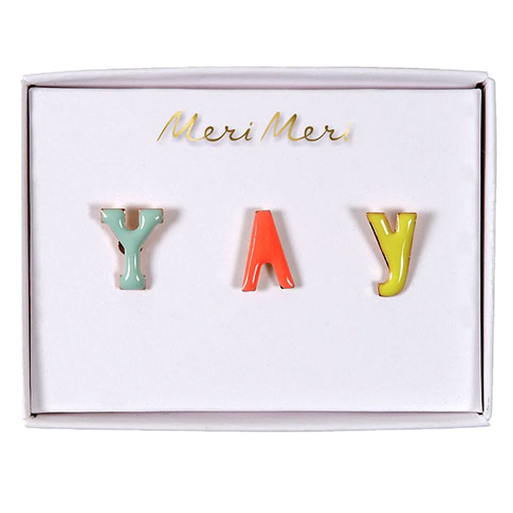 Meri Meri - Yay Enamel Pins