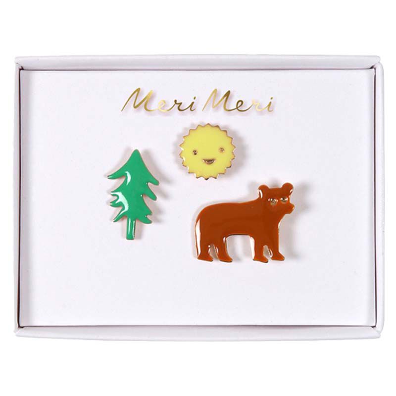 Meri Meri - Bear, Sun And Tree Enamel Pins