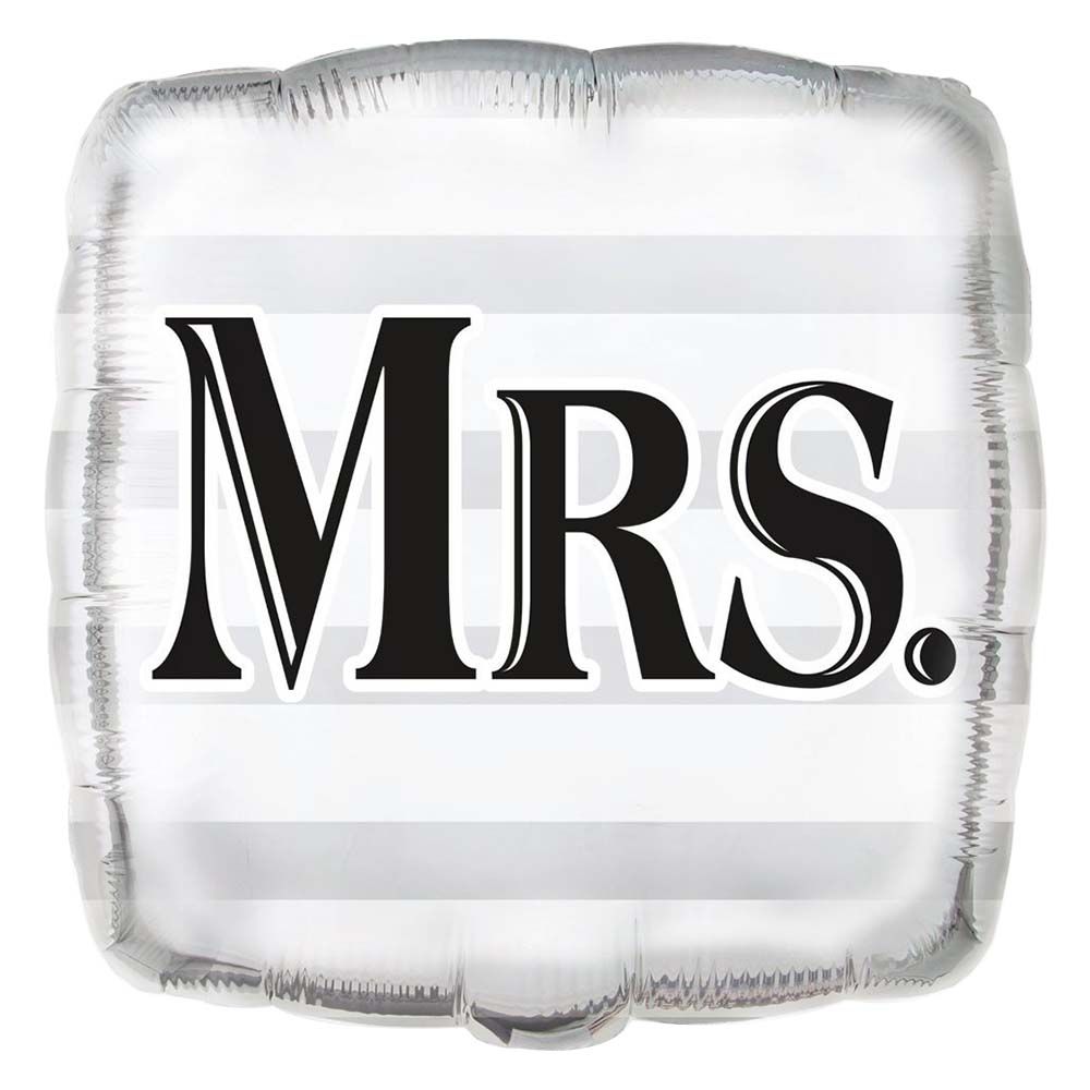 Unique - "Mrs." Wedding Foil Balloon - Silver