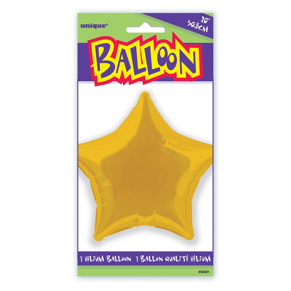 Unique - Uninflated Star Foil Balloon - Gold