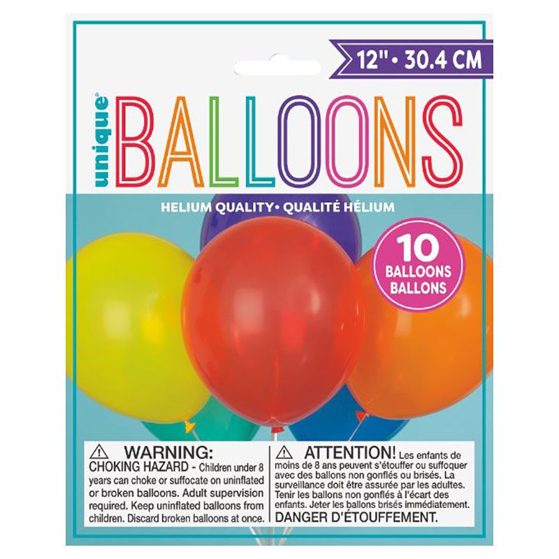 Unique - Solid Color Balloons - 12-inch - 10pcs