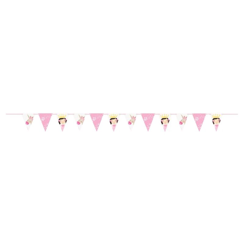 Unique - Pink Princess And Unicorn Paper Flag Banner