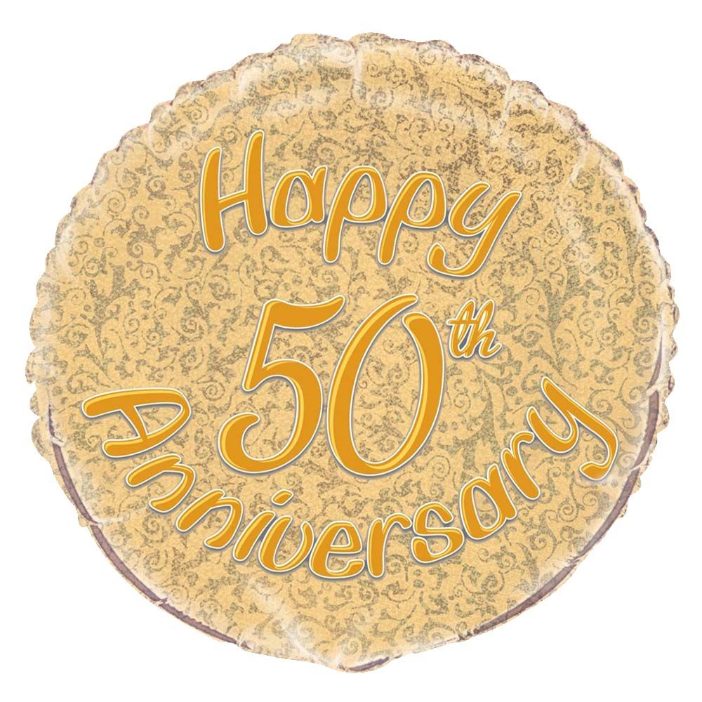 يونيك - بالون - Happy 50th Anniversary 18 إنش - ذهبي