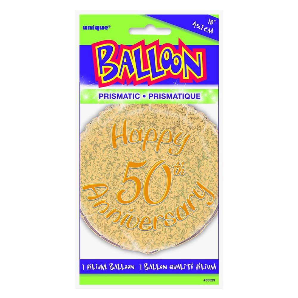 Unique - Prism Happy 50th Anniversary Balloon 18" - Gold