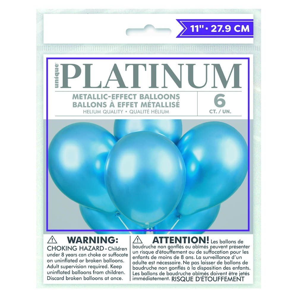 Unique - Platinum Latex Balloon - 6 pcs - Blue