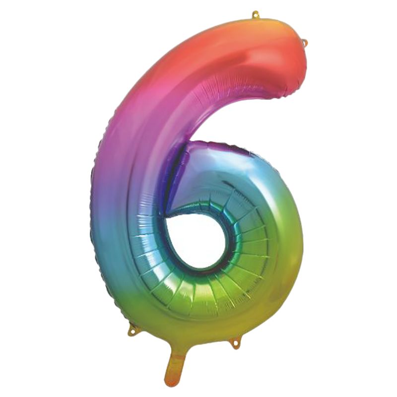 Unique - Giant Rainbow Number 6 Foil Balloon 34