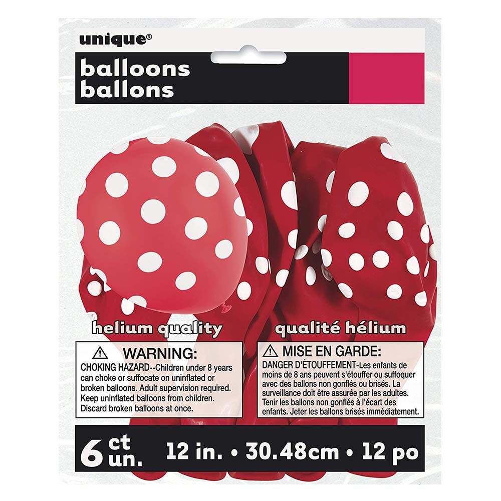 Unique - Polka Dots Balloons - Red