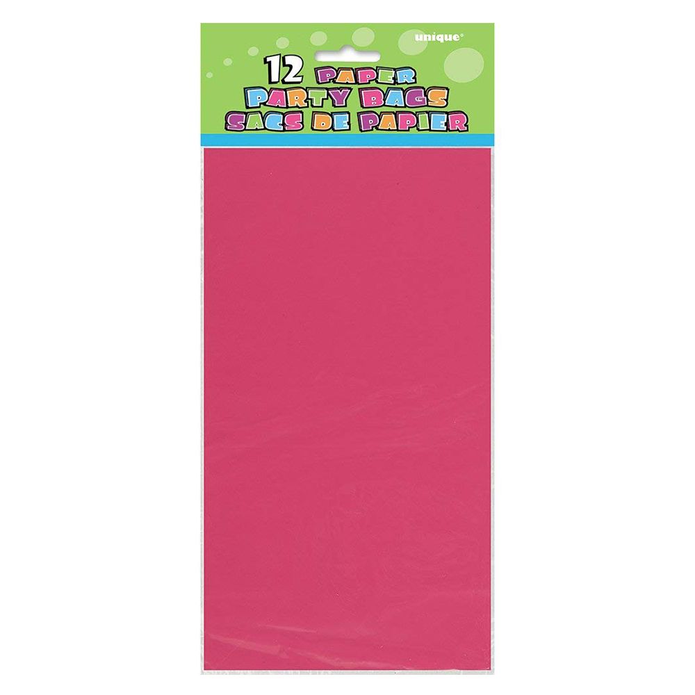 Unique - Paper Party Bags Pack of 12 - Hot Pink