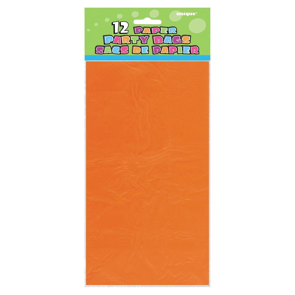 Unique - Paper Party Bags - Orange - 12pcs