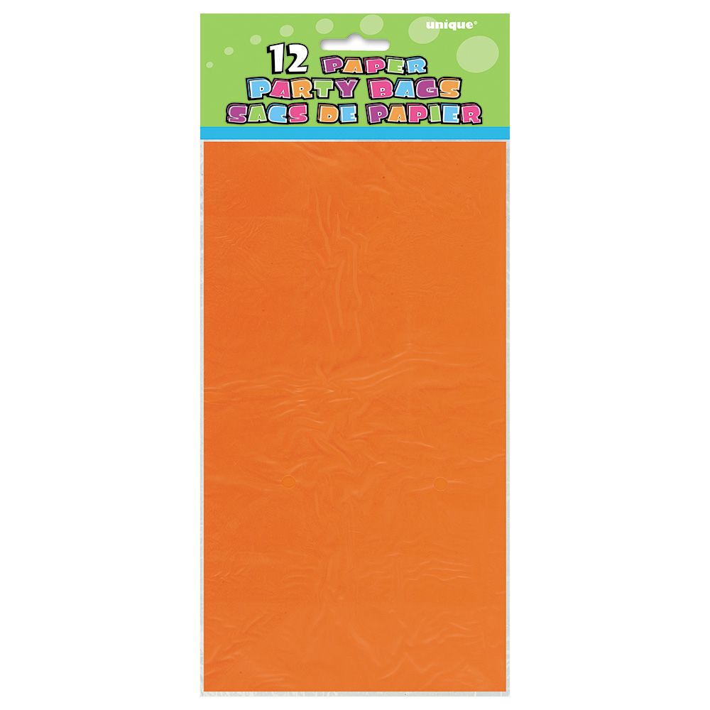 Unique - Paper Party Bags - Orange - 12pcs