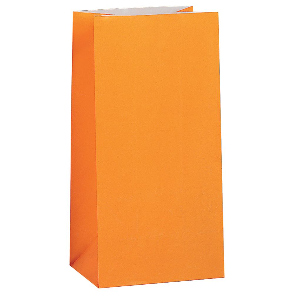 Unique - Paper Party Bags - Orange - 12pcs