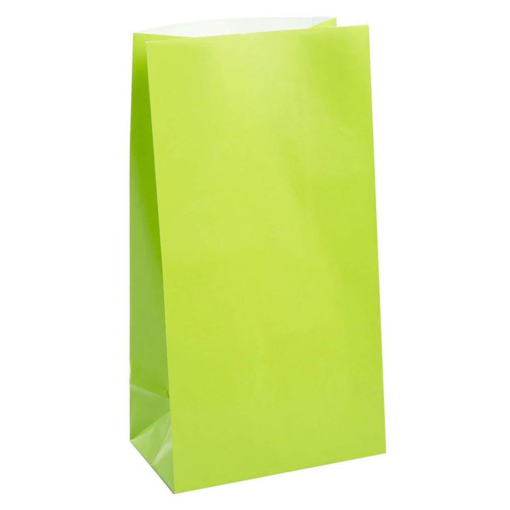 Unique - Paper Party Bags Pack of 12 - Lime Green