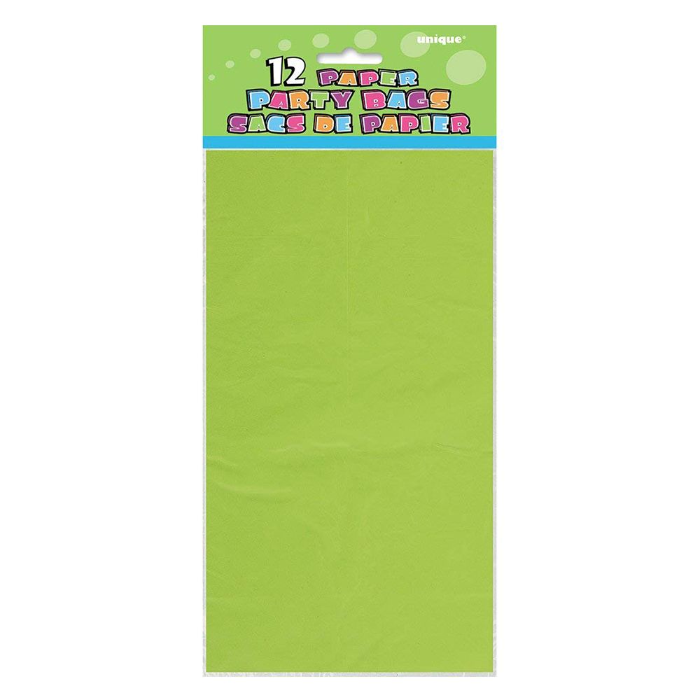 Unique - Paper Party Bags Pack of 12 - Lime Green