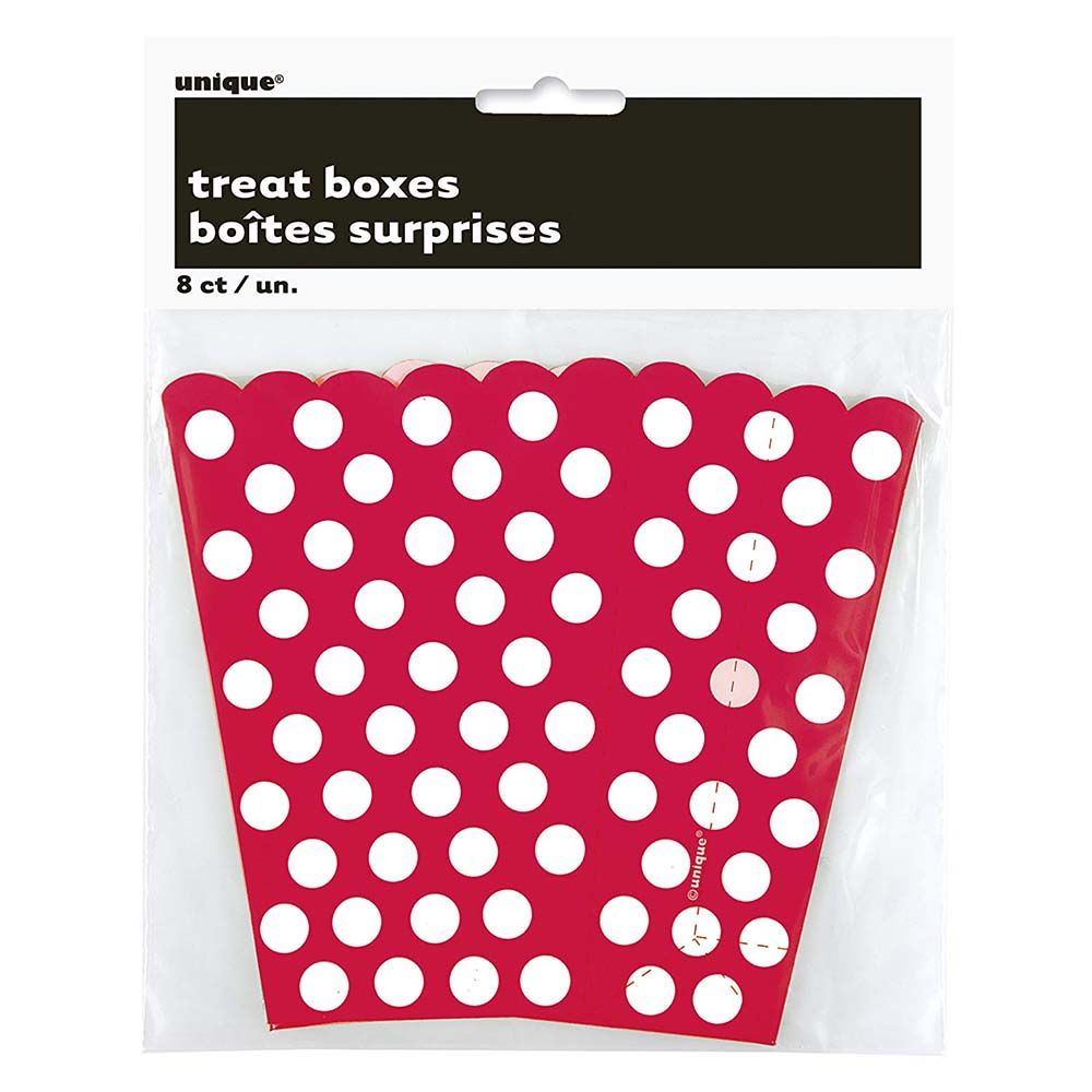 Unique - Polka Dot Treat Boxes Pack of 8 - Ruby Red