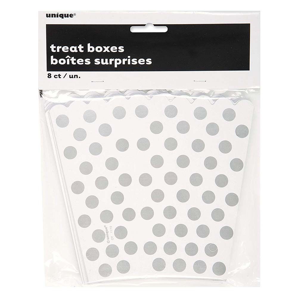 Unique - Polka Dot Treat Boxes Pack of 8 - Silver