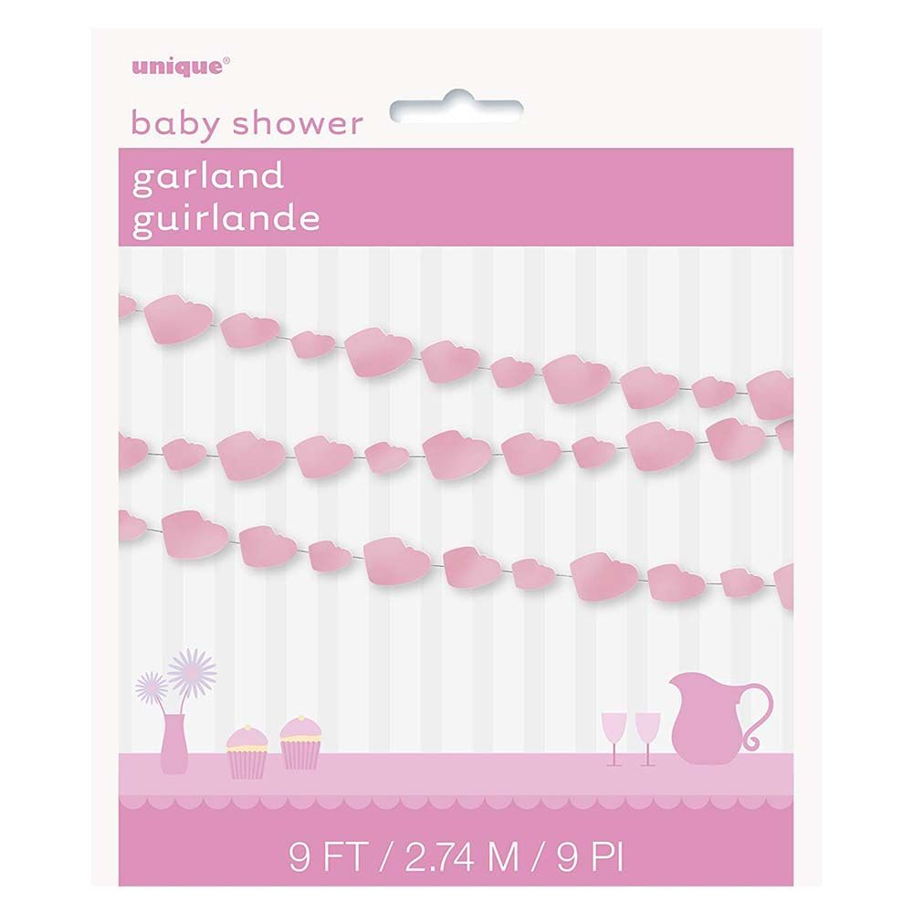 Unique - Baby Bootie Garland 9ft - Pink