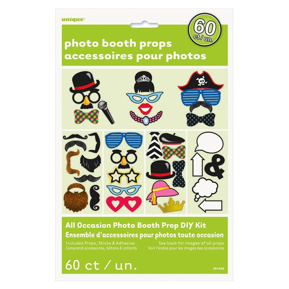 Unique - Photo Booth Props Kit Pack of 60