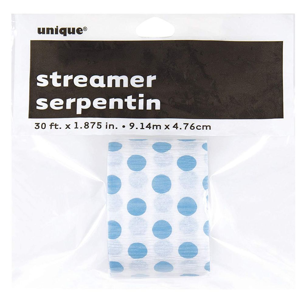 Unique - Polka Dot Streamer 9m - Baby Blue