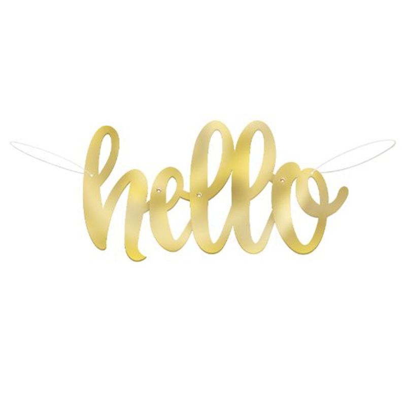 Unique - Hello Baby Script Banner - Gold