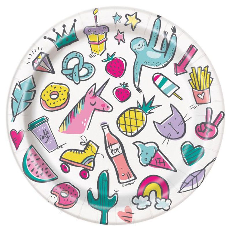 Unique - Favourite Things Birthday 7" Plates, 8pc