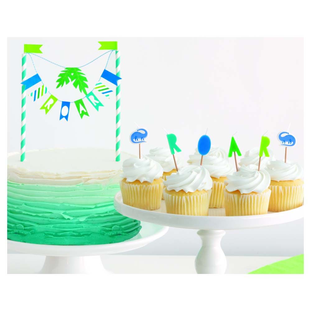 Unique - Dinosaur Bunting Cake Topper - Blue & Green