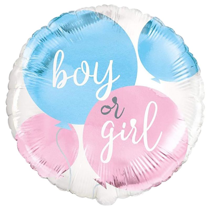 Unique - Boy or Girl Gender Reveal Round Foil Balloon