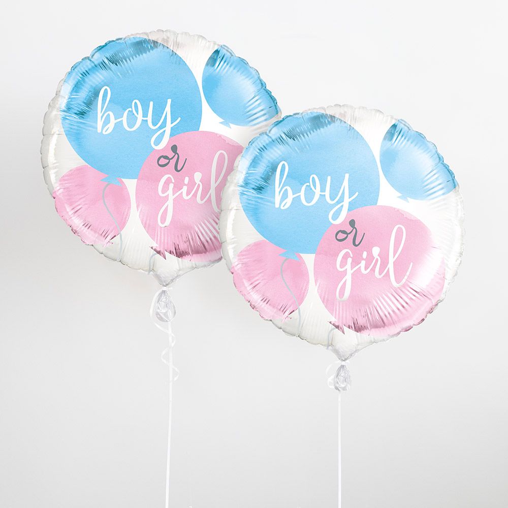 Unique - Boy or Girl Gender Reveal Round Foil Balloon