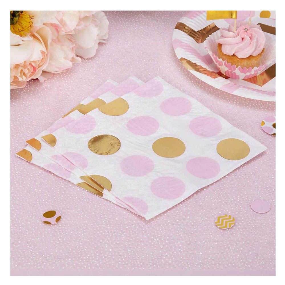 Neviti - Party Napkin Dots 16pcs - Pink & Gold