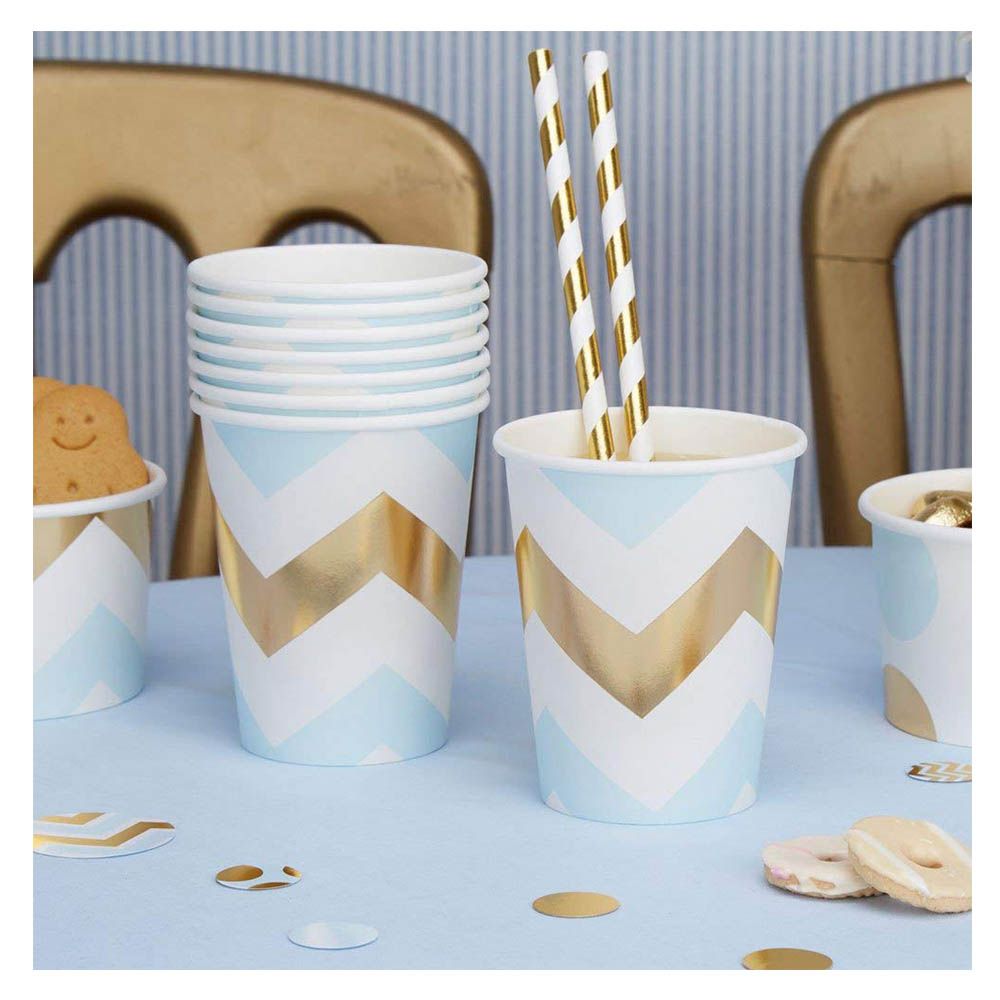 Neviti - Party Cup Chevron 8pcs - Blue & Gold