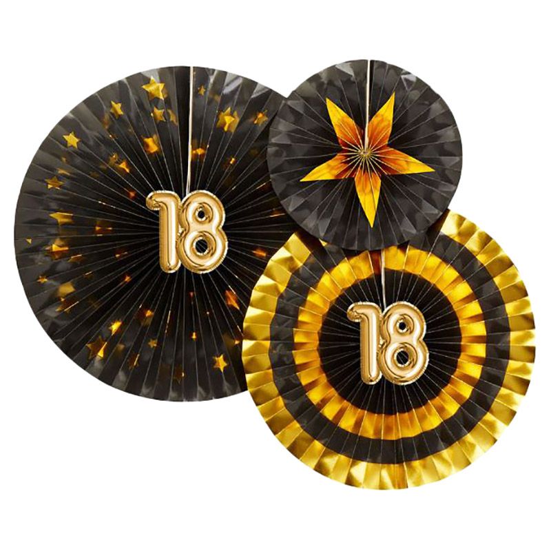 Neviti Glitz & Glamour Pinwheels Black & Gold 18th Birthday