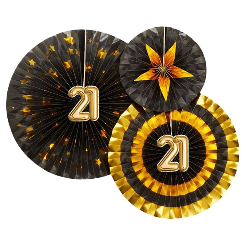 Neviti Glitz & Glamour Pinwheels Black & Gold 21st Birthday