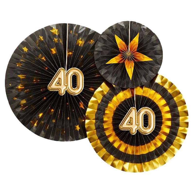 Neviti Glitz & Glamour Pinwheels Black & Gold 40th Birthday