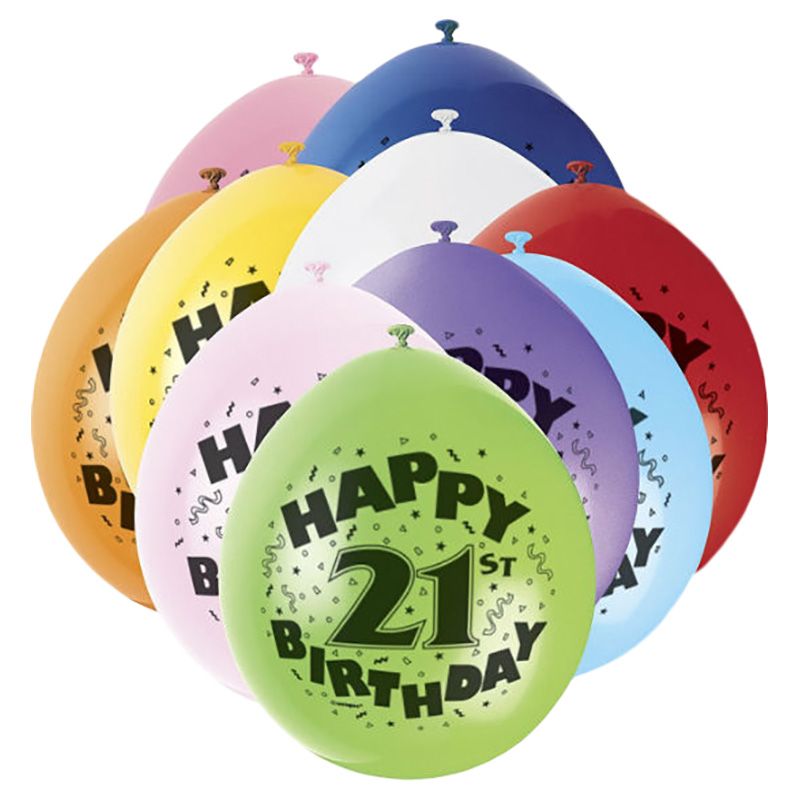 Unique - Assorted Happy 21st Birthday Balloons