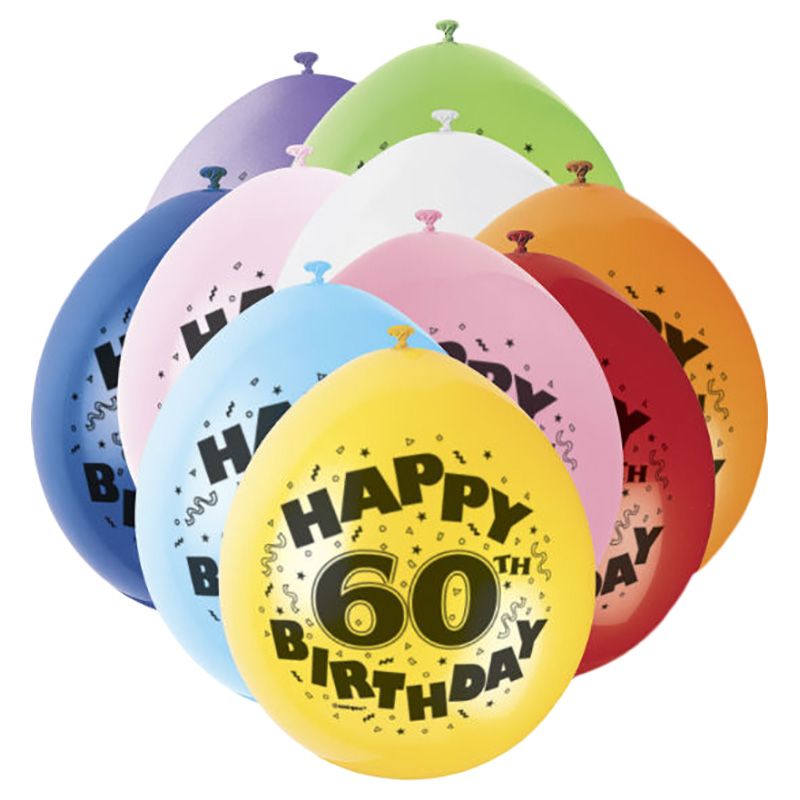 Unique - Assorted Happy 60th Birthday Balloons