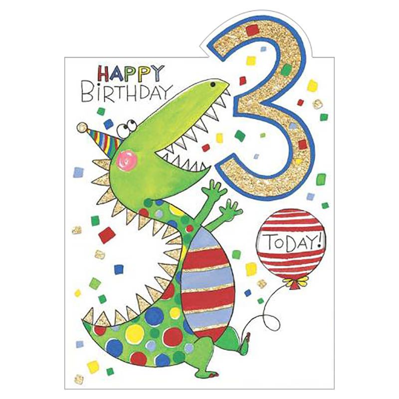 Rachel Ellen Designs - Age 3 Dinosaur Cherry on Top Card