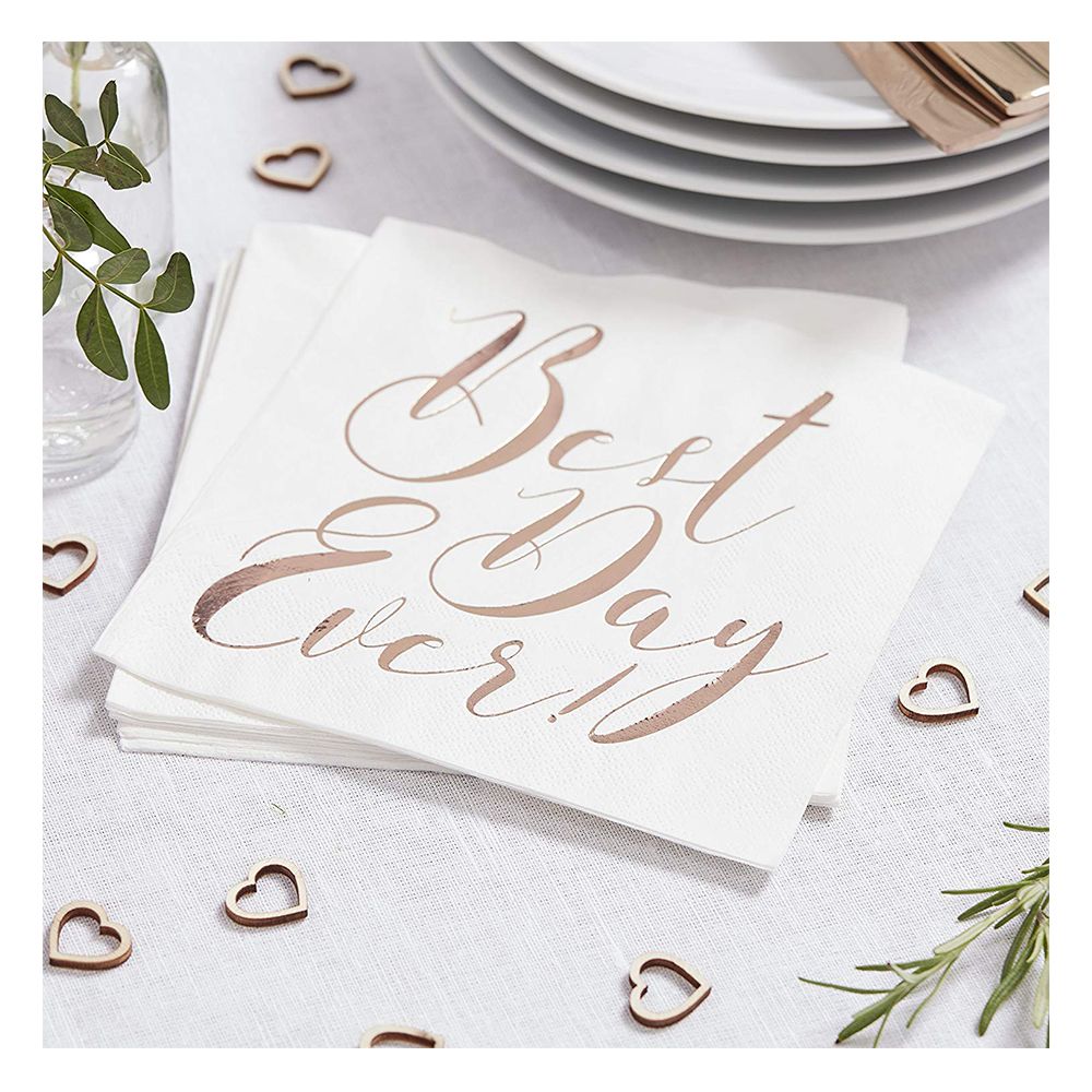 Ginger Ray - Best Day Ever Party Napkins 20pcs - Rose Gold