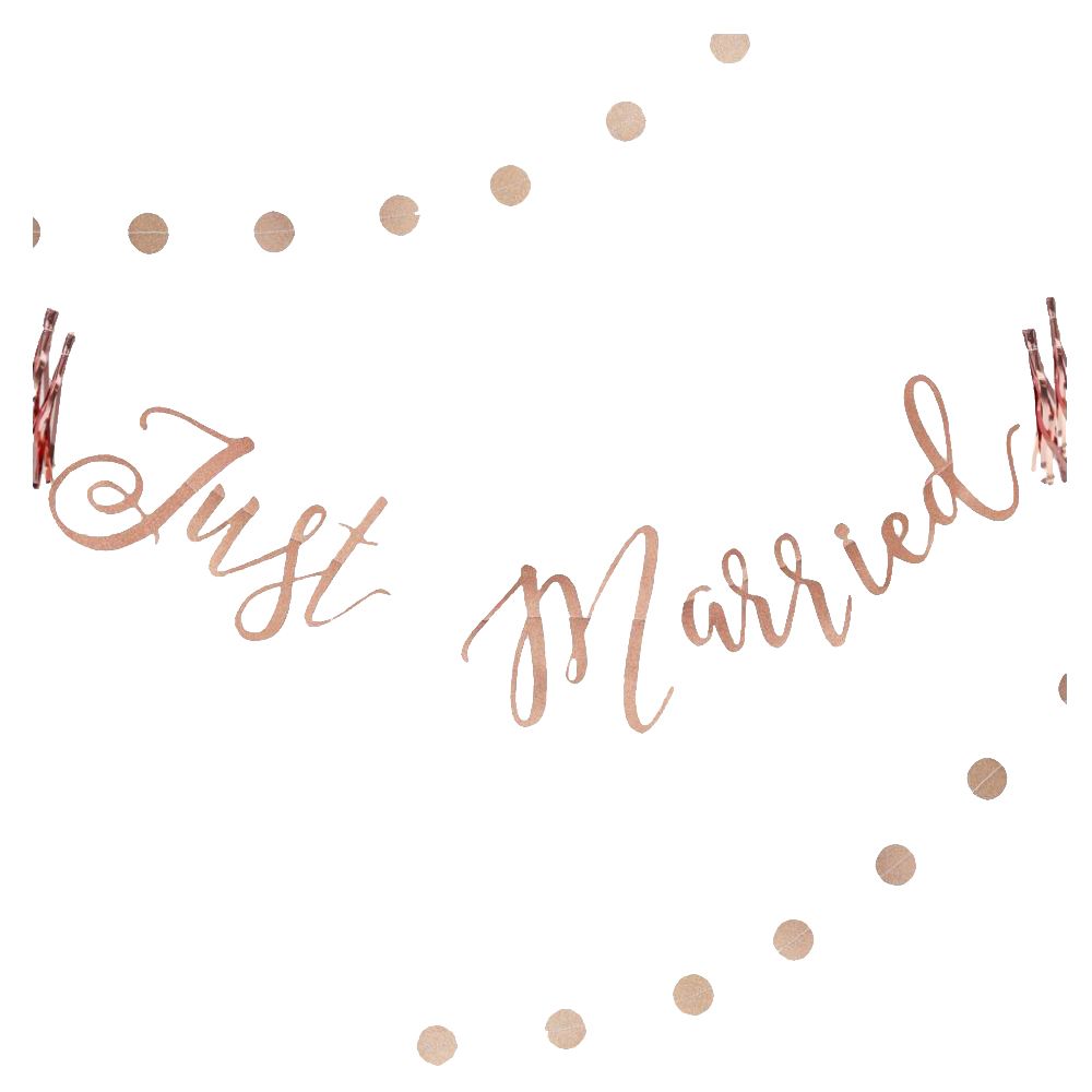 Ginger Ray - Just Married Glitter Bunting - Rose Gold 