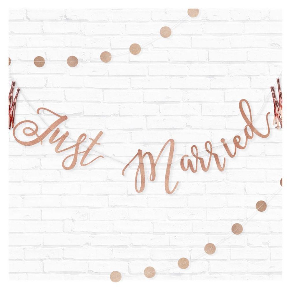 Ginger Ray - Just Married Glitter Bunting - Rose Gold 