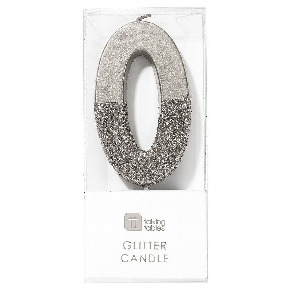 Talking Tables - Silver Glitter Number Candle 0