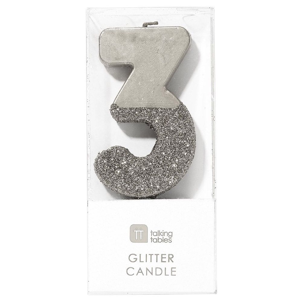 Talking Tables - Silver Glitter Number Candle 3