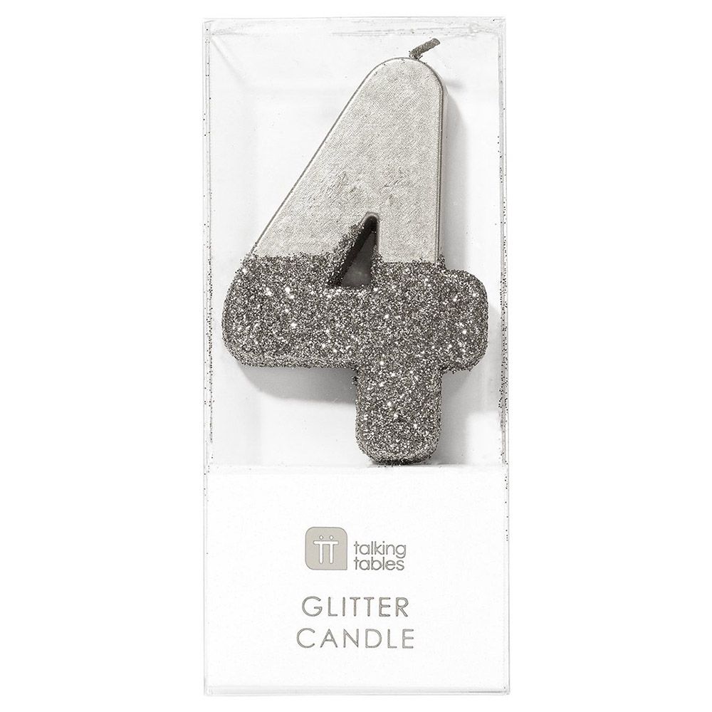 Talking Tables - Silver Glitter Number Candle 4