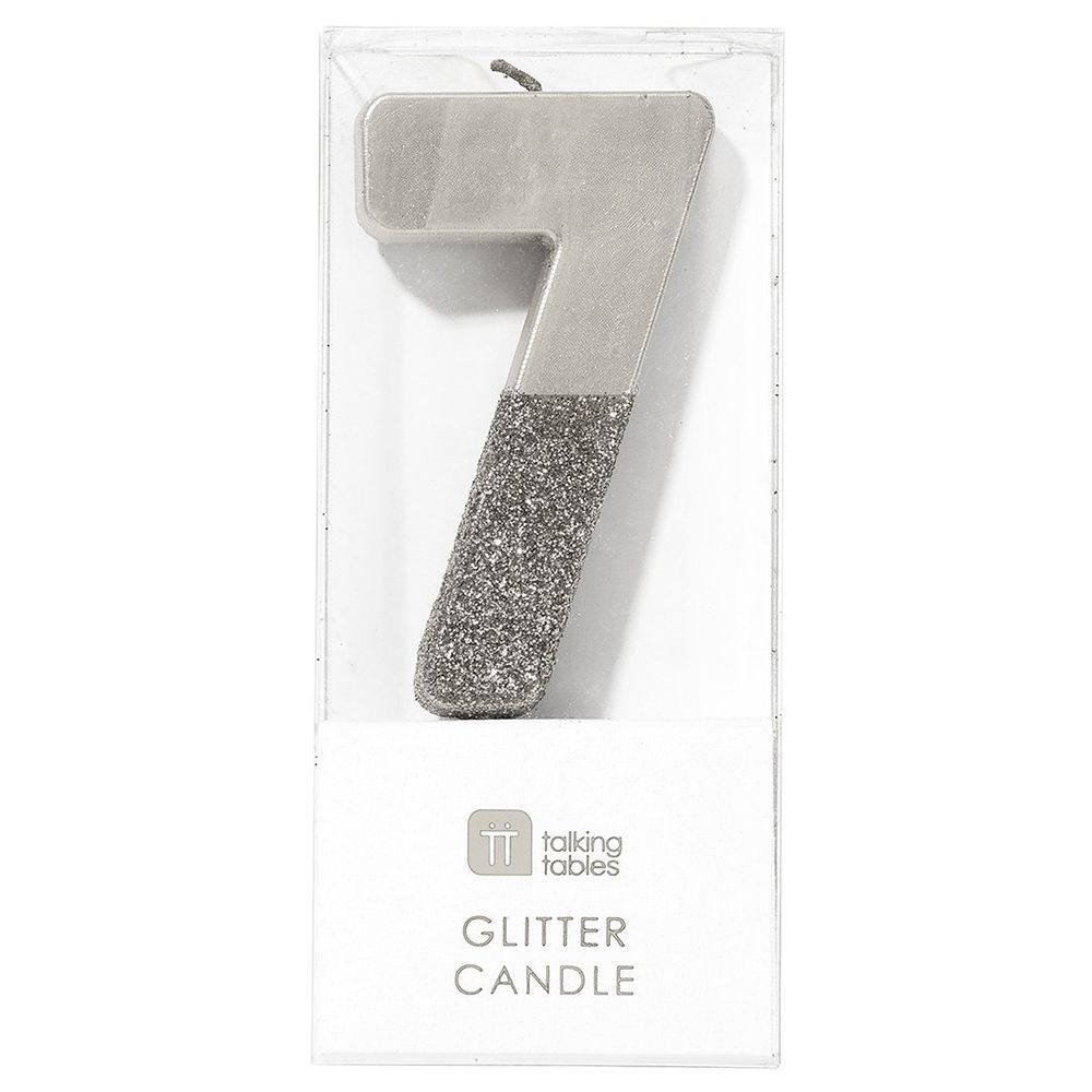 Talking Tables - Silver Glitter Number Candle 7