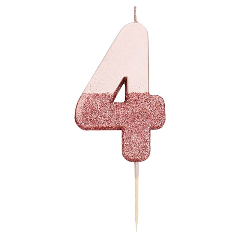 Talking Tables - Glitter Number Candle 4 - Rose Gold