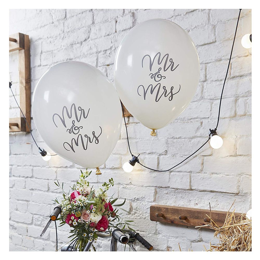 Ginger Ray - Mr & Mrs Balloons - White