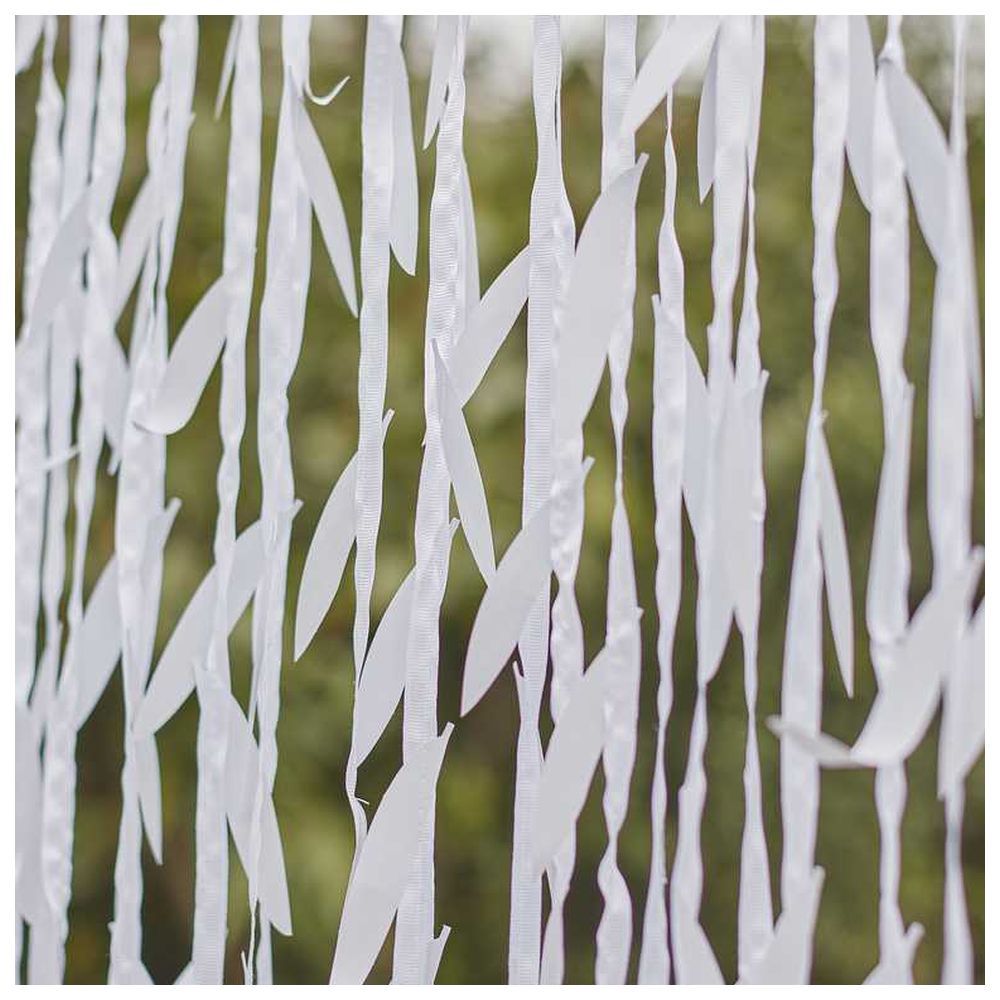 Ginger Ray - Leaf Ribbon Backdrop - White