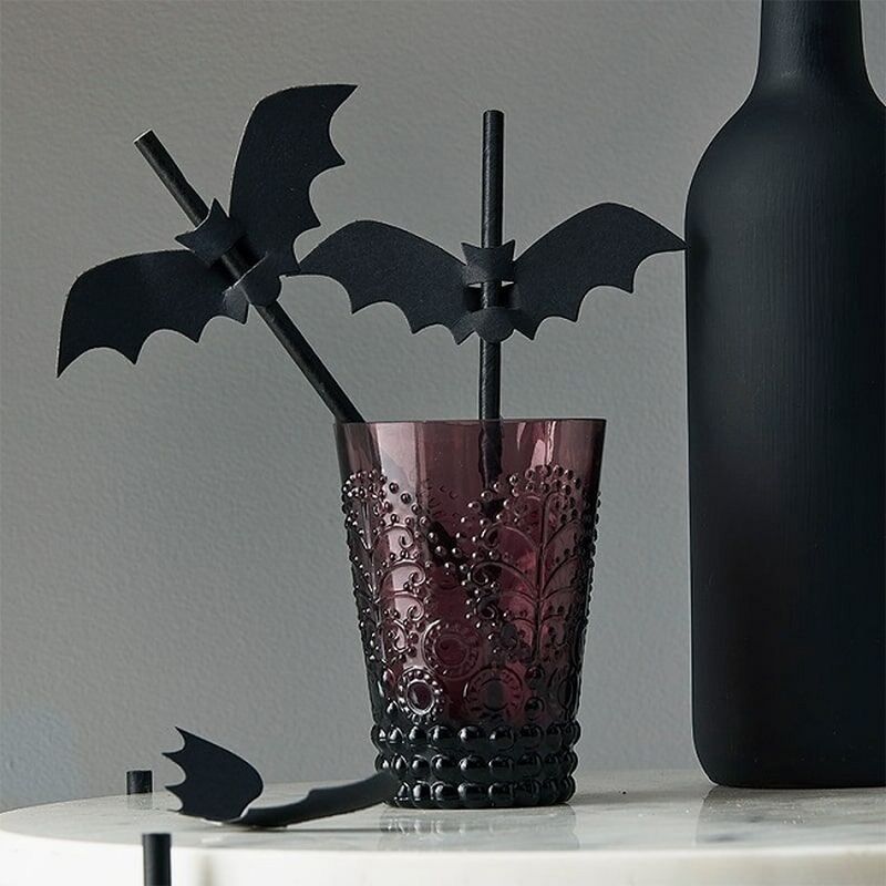 Ginger Ray - Bat Flag Paper Straw - Black