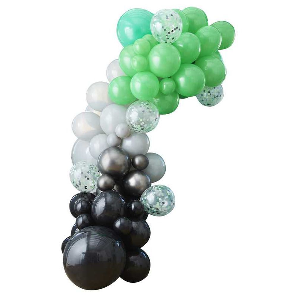 Ginger Ray - Black, Green & Grey Balloon Arch w/ Shaped Card Controllers