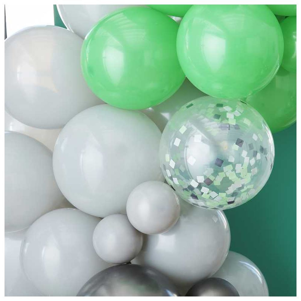 Ginger Ray - Black, Green & Grey Balloon Arch w/ Shaped Card Controllers