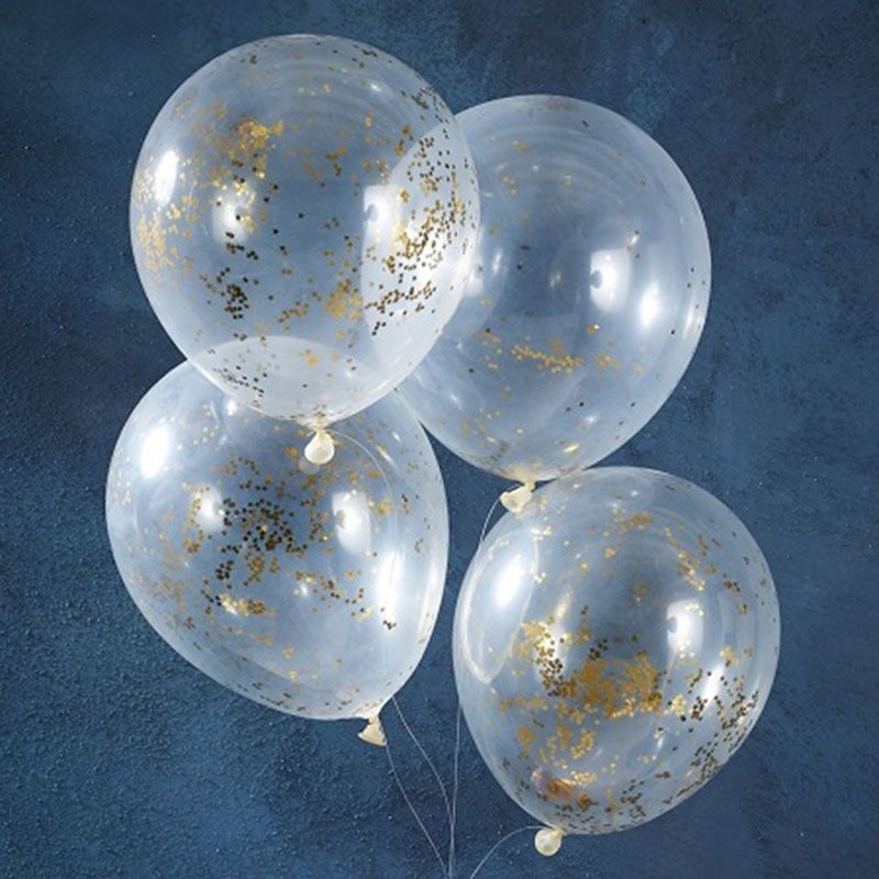 Ginger Ray - Glitter Star Confetti Balloons - Gold