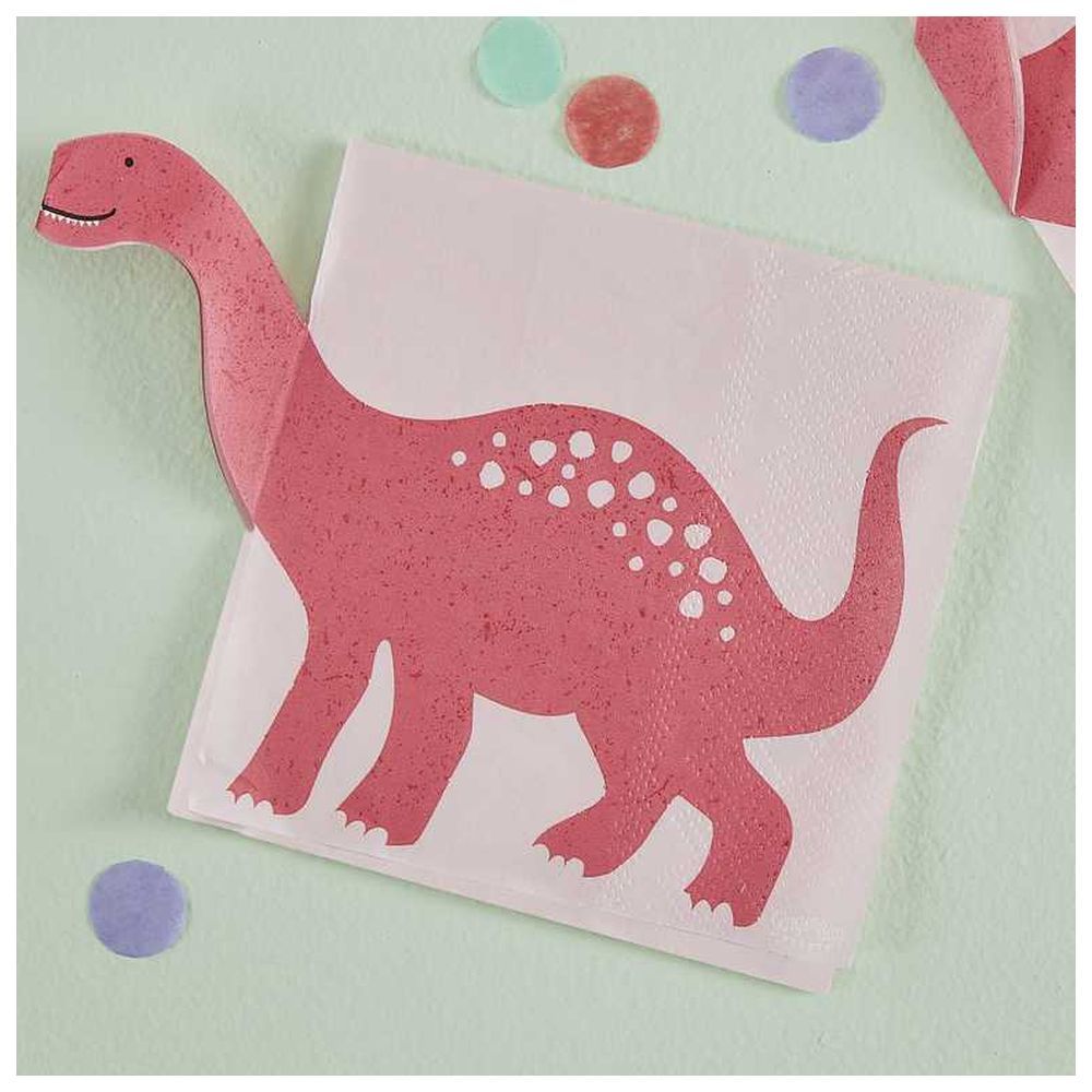 Ginger Ray - Pop Out Dinosaur Napkin - Pink